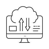 download and upload from cloud digital processing line icon vector illustration