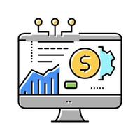 fintech chart researching on computer display color icon vector