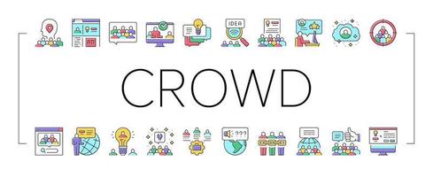 Crowdsourcing Business Collection Icons Set Vector Illustration