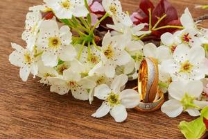 Flowering branch with white delicate surface. Declaration of love, spring. greeting. Wedding bouquet, photo