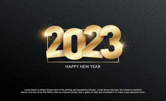 Diseño de fondo de feliz año nuevo 2023. tarjeta de felicitación, pancarta, póster. ilustración vectorial de lujo. vector