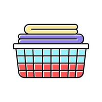 washed clean fabric clothes in basket color icon vector illustration