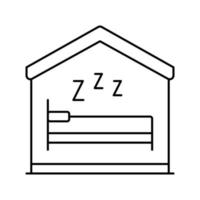 dormir en la cama línea icono vector ilustración