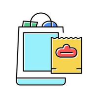 package with purchases color icon vector illustration