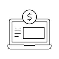 Ilustración de vector de icono de línea de trabajo de internet de finanzas