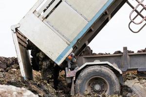 Dump truck dumping photo