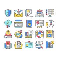 Information And Client Supporting Icons Set Vector