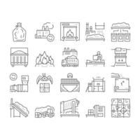 Factory Garbage Waste Collection Icons Set Vector