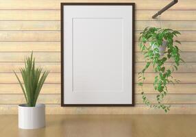 3D interior design minimal decorate with mockup photo frame