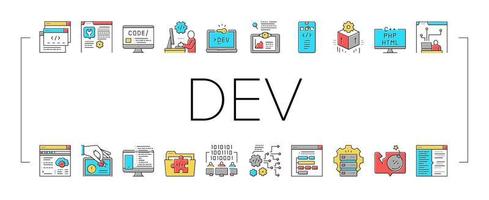 Dev Code Occupation Collection Icons Set Vector