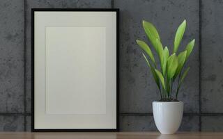 3D interior design minimal decorate with mockup photo frame