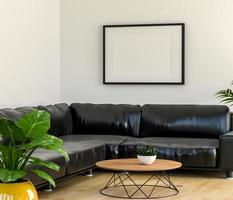 Diseño interior 3d para sala de estar y marco de maqueta. foto