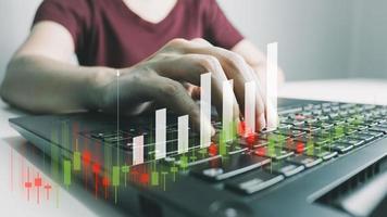 Investment idea and technology business, Funds, Stock market and digital assets, Investor or trader, Financial data analysis, Stock graphs and forex trading, business finance background photo