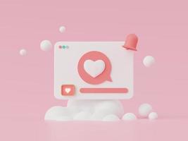 3D render, minimal sweet love scene, decoration greeting cards, webpage banner, photo frame, social media, heart shape, Cute lovely heart background. Love day's design style. Valentines Day.