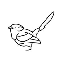 espléndida hada wren pájaro exótico línea icono vector ilustración