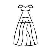 ballgown bride dress line icon vector illustration