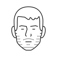 Ilustración de vector de icono de línea de estilo de pelo de barba de rastrojo