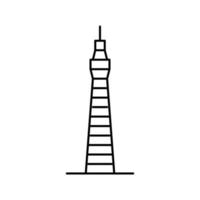 ilustración de vector de icono de línea de edificio de torre