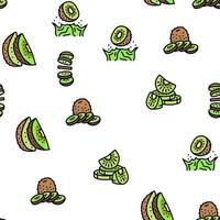 kiwi fruit green fresh slice vector seamless pattern