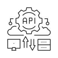 ilustración de vector de icono de línea de tecnología digital api