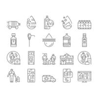 Water Delivery Service Business Icons Set Vector