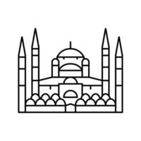 ilustración de vector de icono de línea de mezquita azul