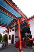 Bandung, Indonesia, 2020 - The Architecture of the Buddha Temple with Chinese ornament like red colors amazes the Buddhist people while praying photo