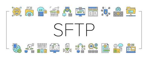 Ssh, Sftp File Transfer Protocol Icons Set Vector