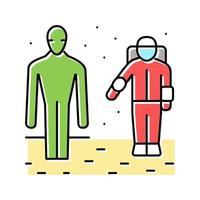 alien and astronaut color icon vector illustration