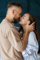 earlier morning bride and groom at home photo