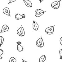 pear fruit green white leaf food vector seamless pattern