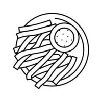 papas fritas batata línea icono vector ilustración