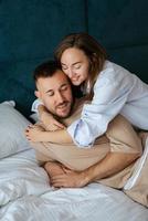 earlier morning bride and groom at home photo