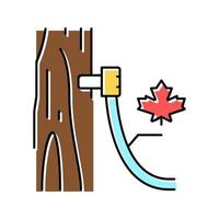 maple sap collection, using tubing method color icon vector illu