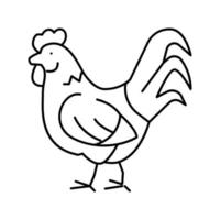 Ilustración de vector de icono de línea de pájaro doméstico de gallo