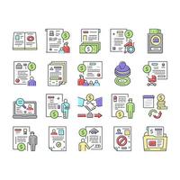 Allowance Finance Help Collection Icons Set Vector