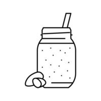 batido de leche de almendras jugo de fruta comida línea icono vector ilustración