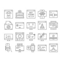 Not Found Web Page Collection Icons Set Vector