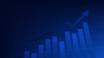 bar chart with uptrend arrow show  growth of business performance and profit of investment on blue background vector