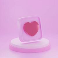forma de corazón representación 3d espacio vacío cilindro rosa podio día de san valentín foto
