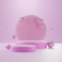 heart shape 3d rendering empty space cylinder pink podium valentine's day photo