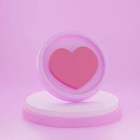 heart shape 3d rendering empty space cylinder pink podium valentine's day photo