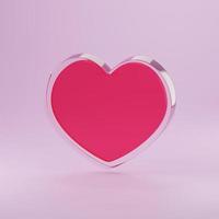 heart glass shape 3d rendering empty space pink valentine's day photo