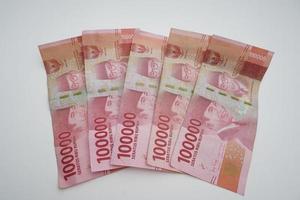 Batam, Indonesia, October, 2022,  indonesian rupiah money on white background photo