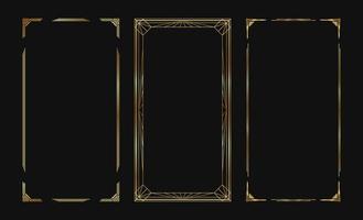 Set of golden vector frames for stories in social media. Isolated Art Deco borders for design.