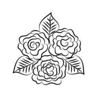 Vector line art roses on the white background. Isolated decorative element for design