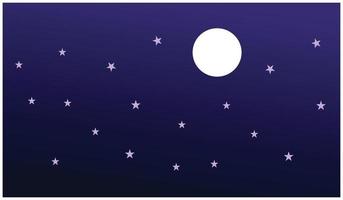 cielo nocturno con estrellas y luna. ilustración vectorial para su diseño. fondo de cielo oscuro, adecuado para ilustraciones nocturnas. una luna llena brillante salpicada de estrellas vector