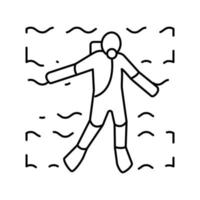 buzo nadando bajo el agua línea icono vector ilustración