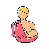 mother feeding newborn baby color icon vector illustration