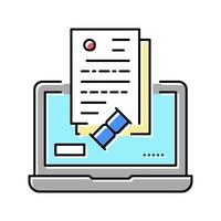 online processing audit color icon vector illustration